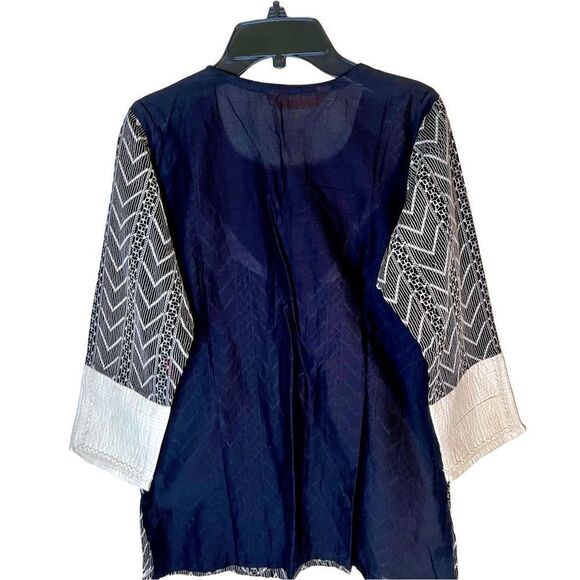 La Fille Made In India Kurta Tunic Black White Boho Victorian Size 28 Small - Picture 3 of 11